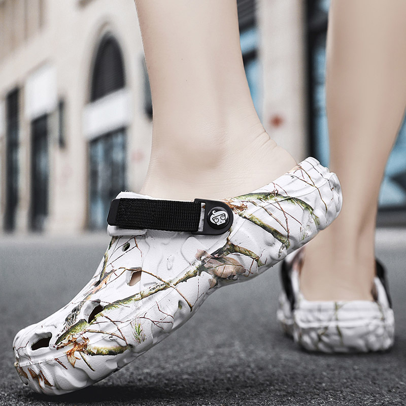 Üks kinga, kaks riietust, moodne suur suurus piiriülesed puukingad, meeste pealisrõivad vabaaja varvassussid, trendikad meeste rannakingad õues kandmiseks