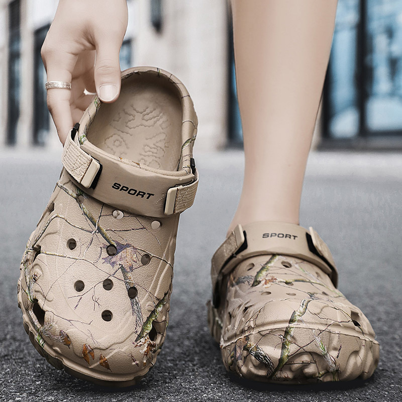 Üks kinga, kaks riietust, moodne suur suurus piiriülesed puukingad, meeste pealisrõivad vabaaja varvassussid, trendikad meeste rannakingad õues kandmiseks