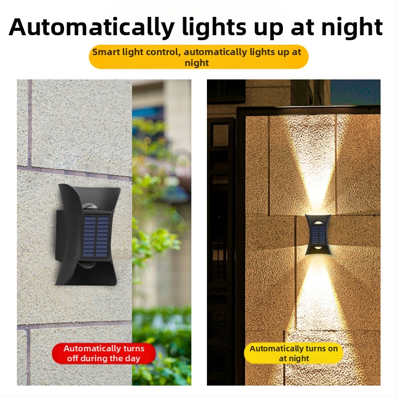 Нова слънчева лампа с рог, външна водоустойчива стенна лампа, вътрешен двор, градинска стена, прожектор, стенна лампа за вила