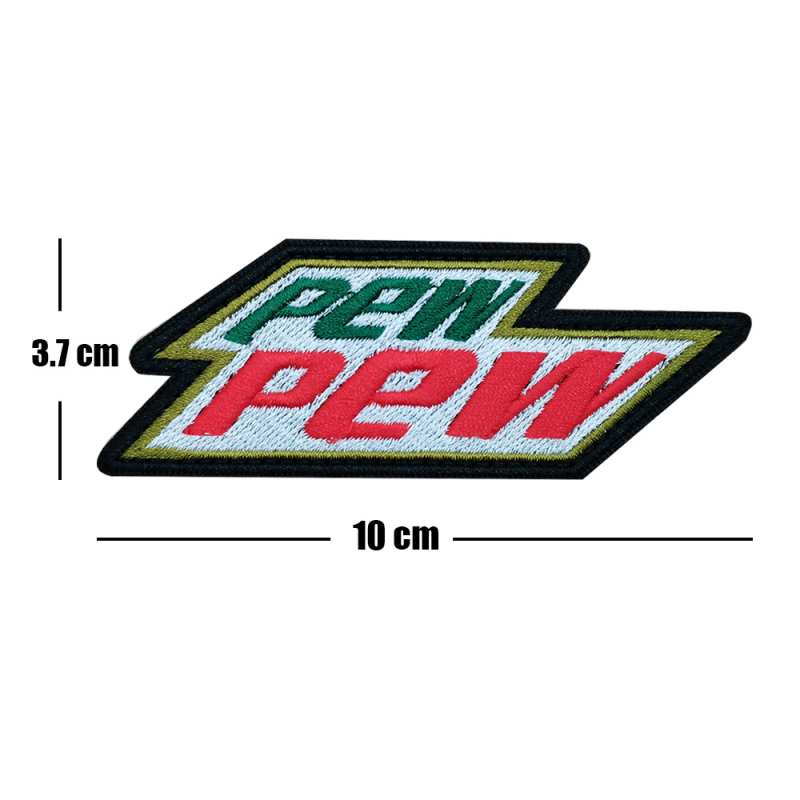 PEW PEW MADAFAKAS Maža juoda katė, audianti kviečių spalvos raištį, lipdukas su „Morale Chapter Embroidered Chapter“ kuprinės lipduku