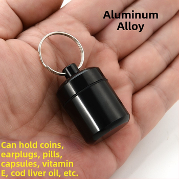 Alumiiniumisulamist padruni väike ravimipudel veekindel suletud metallist alumiiniumpurk võtmehoidjaga mündihoidikuga kõrvatropid alumiiniumpudel
