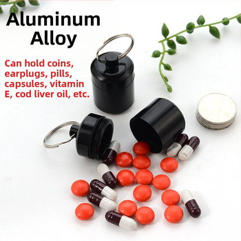 Alumiiniumisulamist padruni väike ravimipudel veekindel suletud metallist alumiiniumpurk võtmehoidjaga mündihoidikuga kõrvatropid alumiiniumpudel