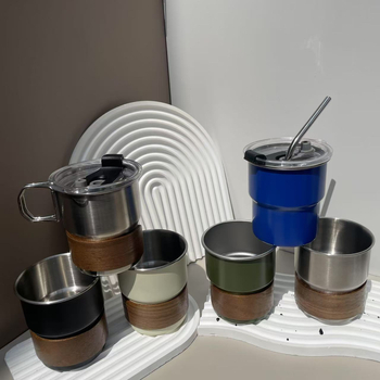 304 από ανοξείδωτο ατσάλι φλιτζάνι καφέ εξωτερικού χώρου κάμπινγκ γράμματα φλιτζάνι με χρώμα με λαβή βήμα φλιτζάνι ποτήρι μπύρας