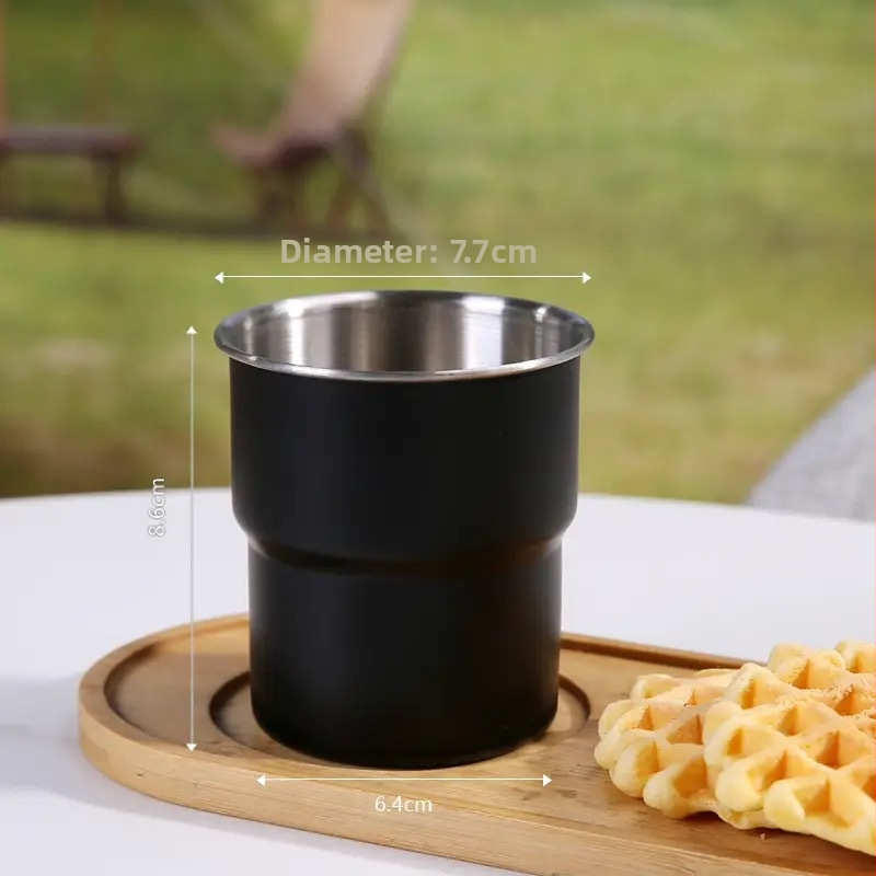 304 rozsdamentes acél kávéscsésze kültéri kempingcsésze felirattal, színes fogantyúval, lépcsős söröspohár