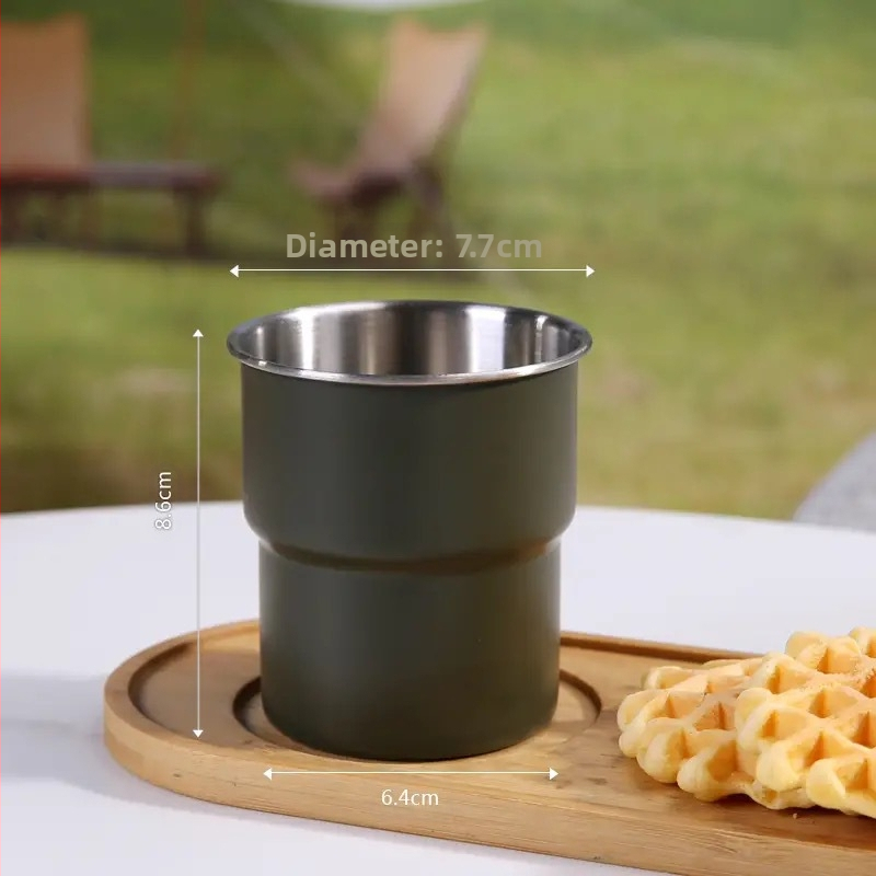 304 rozsdamentes acél kávéscsésze kültéri kempingcsésze felirattal, színes fogantyúval, lépcsős söröspohár