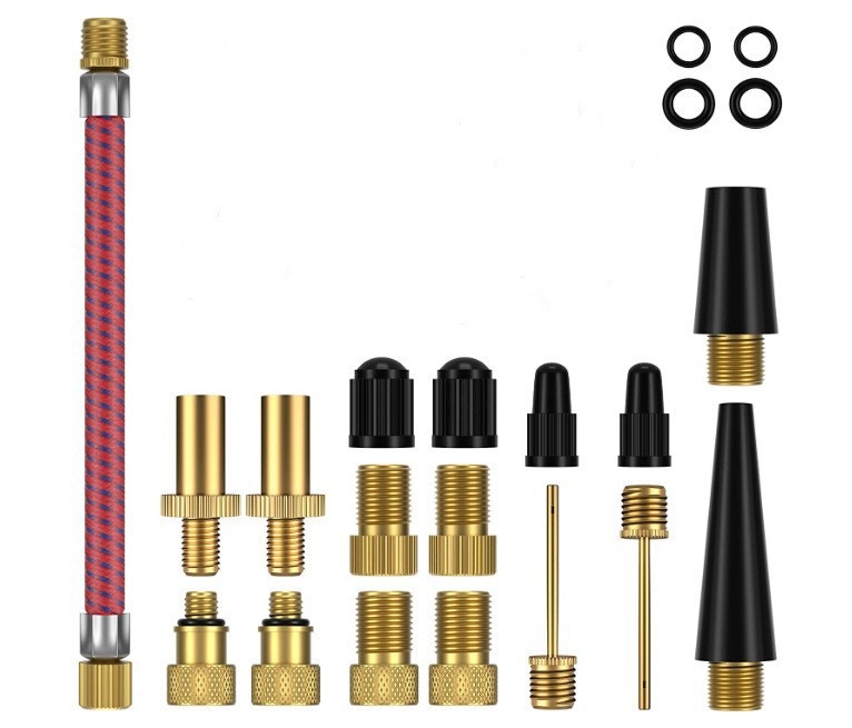 Jalgratta ventiiliadapter 21-osaline komplekt jalgratta ventiilirühma ventiiliadapter SV AV DV jalgratta õhk