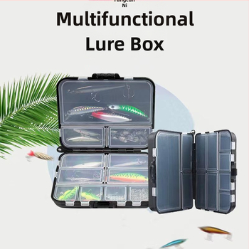 Luya Micro-object Двуслойна кутия за стръв Многофункционални риболовни аксесоари Куки за риба, олово и кожена кутия Преносима голяма кутия за фалшива стръв с пайети