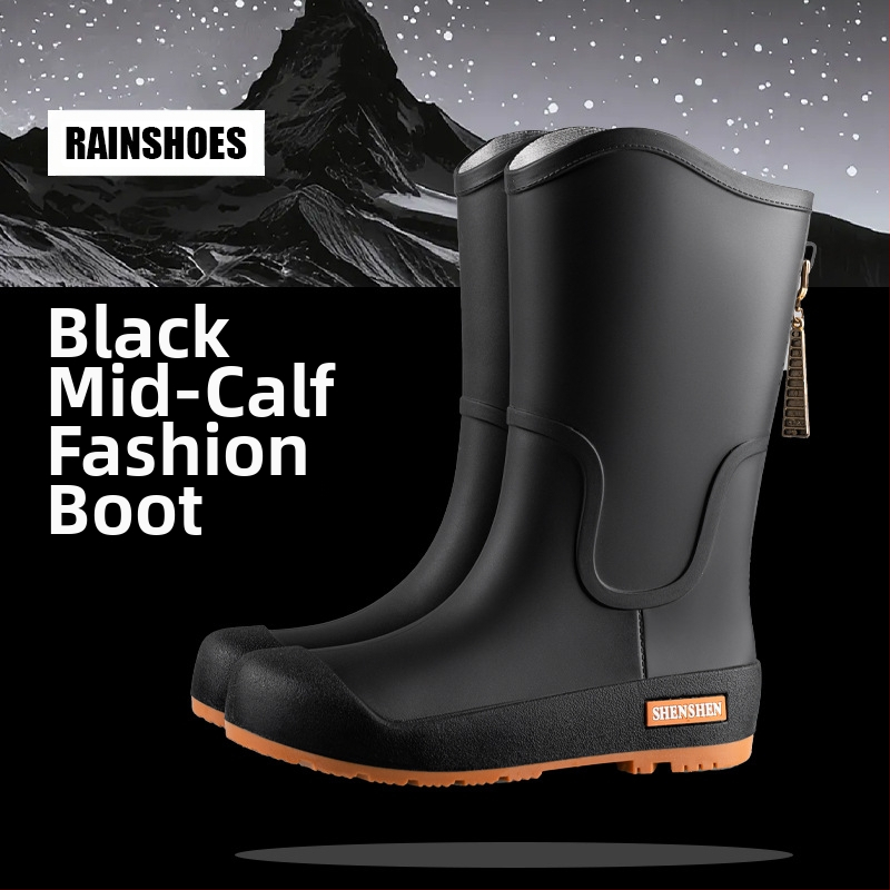 Guminiai batai moterims, aukšti suaugusiųjų madingi vandens batai, neslystantys ilgi guminiai batai, moteriški lauko vandeniui atsparūs vandens batai su vilnos pamušalu, darbo guminiai batai