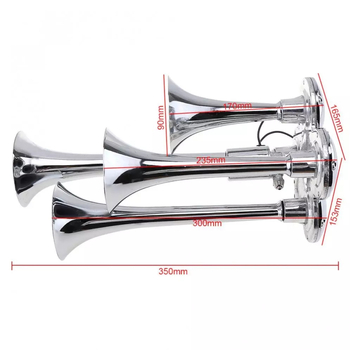 Производителите доставят 12V/24V висококачествен изцяло сребърен четиритръбен електрически контролен въздушен клаксон за кола с висок обем, супер силен въздушен свиркащ сигнал