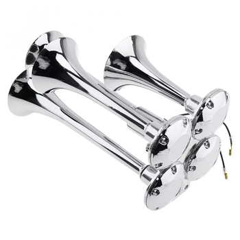 Производителите доставят 12V/24V висококачествен изцяло сребърен четиритръбен електрически контролен въздушен клаксон за кола с висок обем, супер силен въздушен свиркащ сигнал