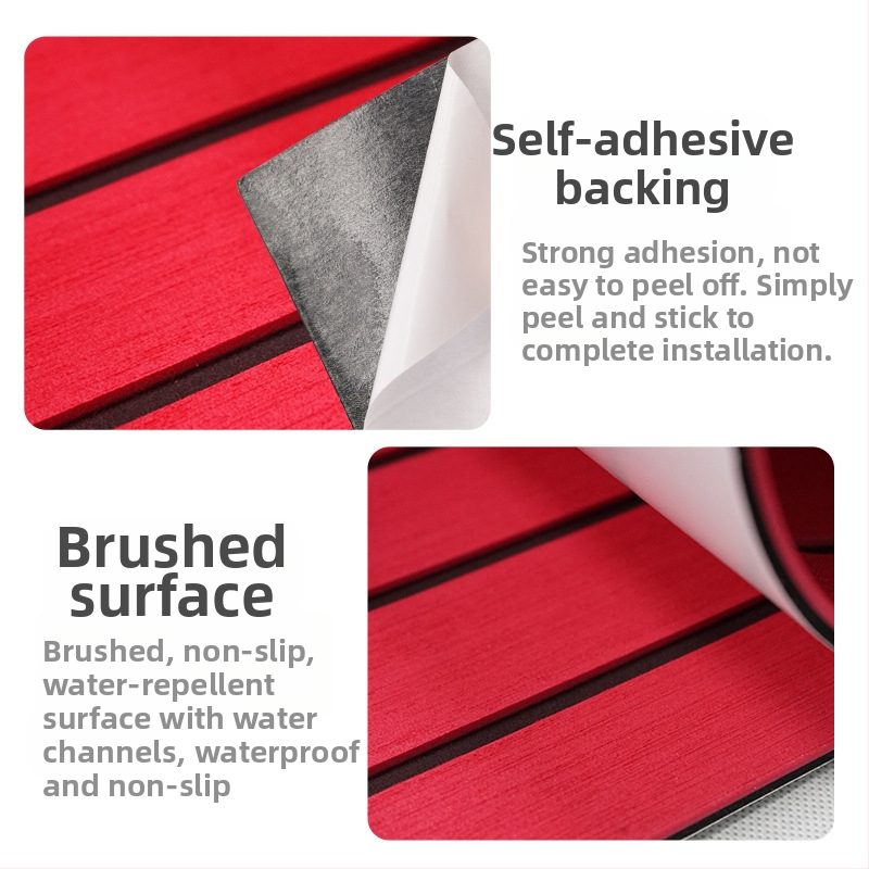 HD Фабричен на склад Яхта Каяк Рибарска Лодка Червено Черно EVA Имитация на Тиково дърво Противоплъзгаща Постелка Висока Плътност UV Устойчива