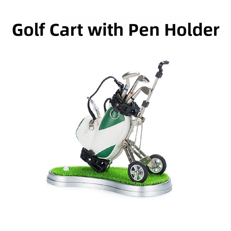 Buddha Power Sports golfkocsi üléssel és tolltartóval, kreatív asztali dísz, golf ajándék