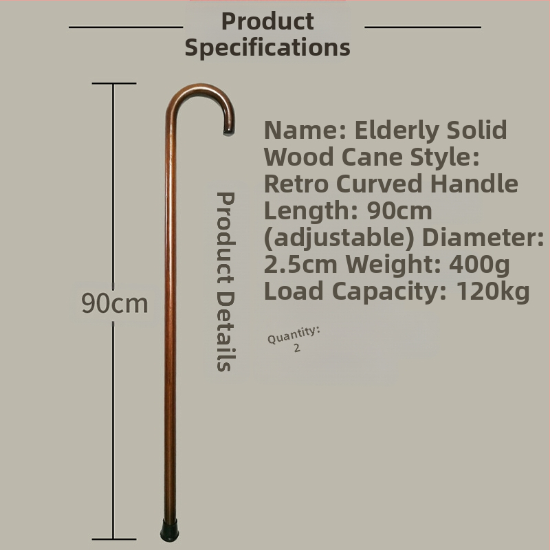 Патерици за възрастни хора, масивна дървесина, интегрирана кука, бастун, извита дръжка, патерици, дървени, патерици, дървени, на едро, дропшипинг, ретро дървени