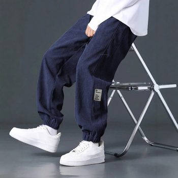 Temu shein kordbársony nadrág orrú férfi lógó négy évszakos egyenes, bő, bő szárú nadrág férfi lezser nadrág