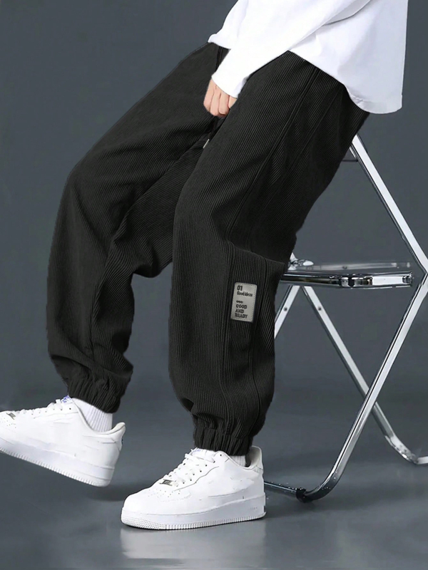 Temu shein kordbársony nadrág orrú férfi lógó négy évszakos egyenes, bő, bő szárú nadrág férfi lezser nadrág