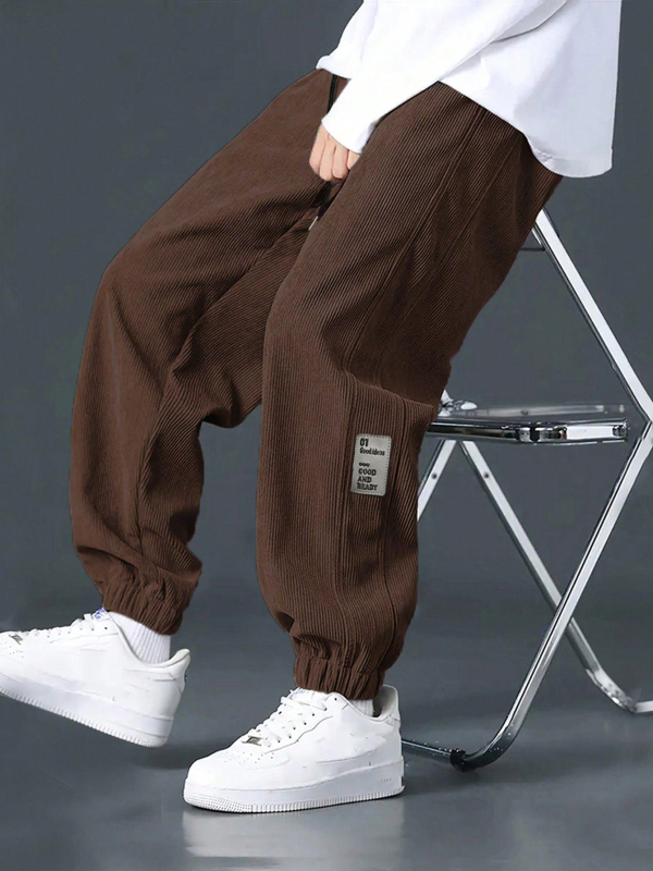 Temu shein kordbársony nadrág orrú férfi lógó négy évszakos egyenes, bő, bő szárú nadrág férfi lezser nadrág