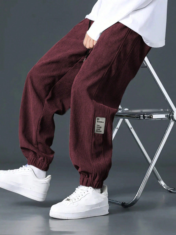 Temu shein kordbársony nadrág orrú férfi lógó négy évszakos egyenes, bő, bő szárú nadrág férfi lezser nadrág