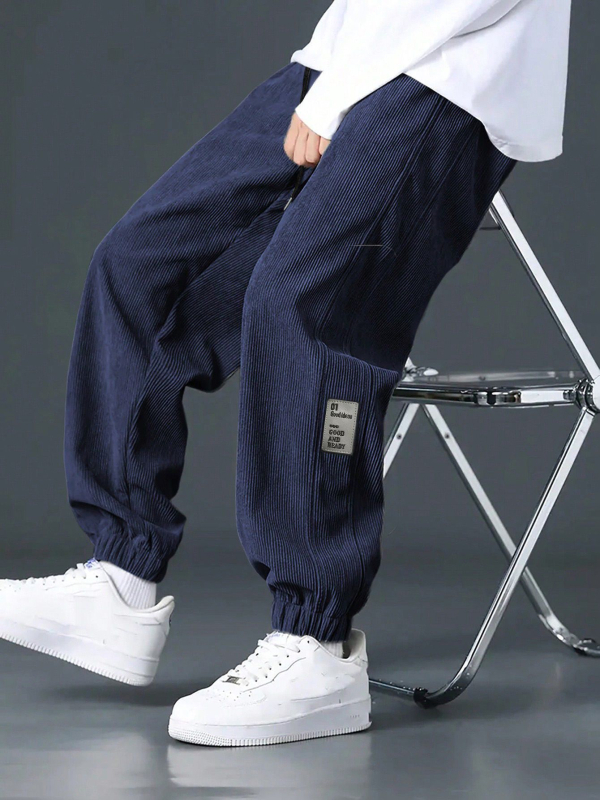 Temu shein kordbársony nadrág orrú férfi lógó négy évszakos egyenes, bő, bő szárú nadrág férfi lezser nadrág