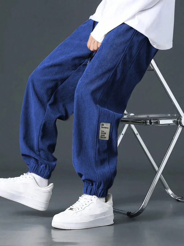 Temu shein kordbársony nadrág orrú férfi lógó négy évszakos egyenes, bő, bő szárú nadrág férfi lezser nadrág