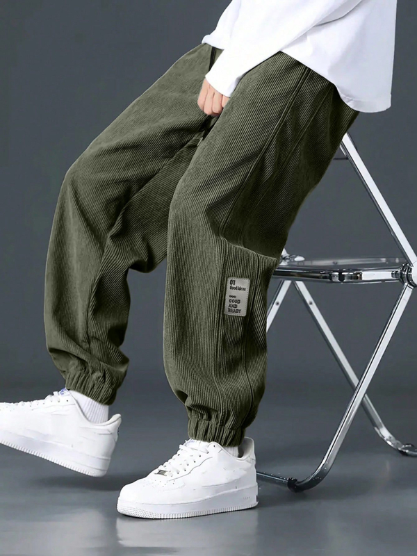 Temu shein kordbársony nadrág orrú férfi lógó négy évszakos egyenes, bő, bő szárú nadrág férfi lezser nadrág