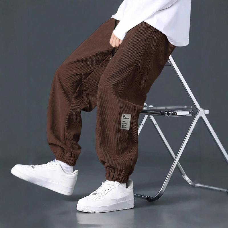 Temu shein kordbársony nadrág orrú férfi lógó négy évszakos egyenes, bő, bő szárú nadrág férfi lezser nadrág