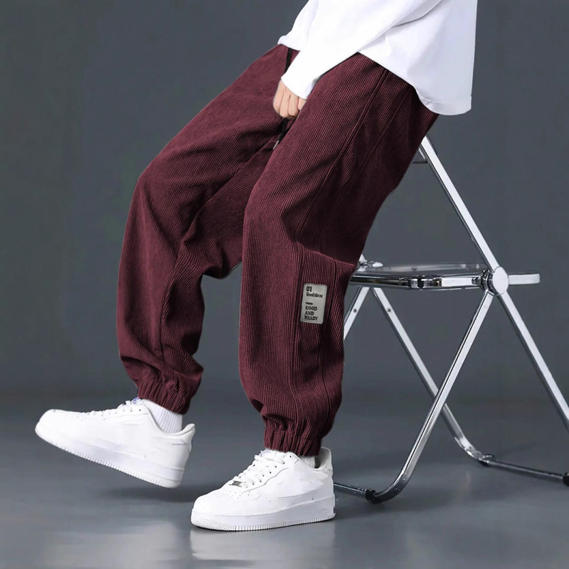 Temu shein kordbársony nadrág orrú férfi lógó négy évszakos egyenes, bő, bő szárú nadrág férfi lezser nadrág