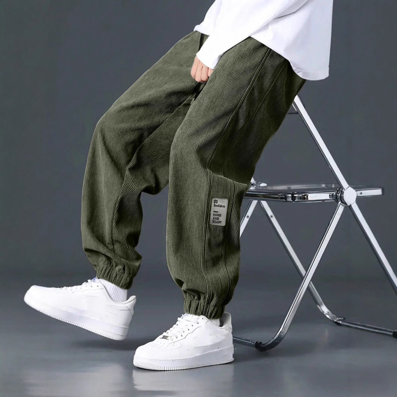 Temu shein kordbársony nadrág orrú férfi lógó négy évszakos egyenes, bő, bő szárú nadrág férfi lezser nadrág