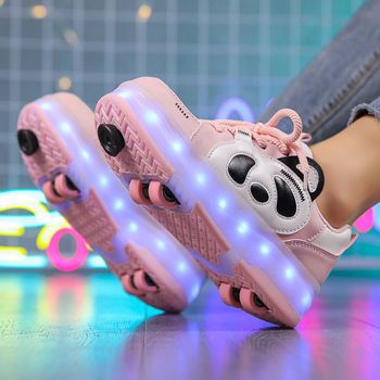 Tarpvalstybiniai „heloo“ batai, keturračiai čiuožimo batai, LED lemputės, šviečiantys batai, vaikiški laisvalaikio batai, vyrams ir moterims, animacinių filmukų lentos stiliaus batai, sportbačiai