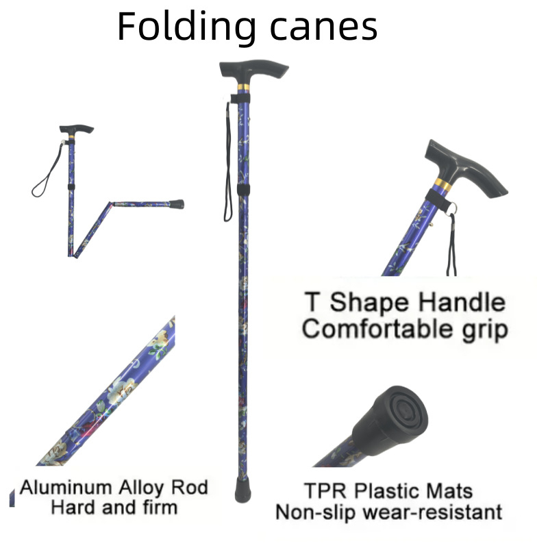 Tarpvalstybinė sulankstoma lazda pagyvenusiems žmonėms, aliuminio lydinio teleskopinė lazda, atspausdinta penkių dalių lazda, neslystanti, alpinizmo lazda, didmeninė prekyba