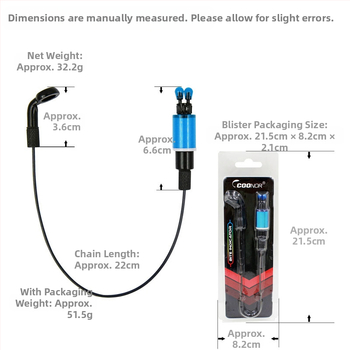 Piiriülene Coolano JY-SW-26 kummikattega roostevabast terasest ketipinguti ilma kerge kalastusalarmi komplektita