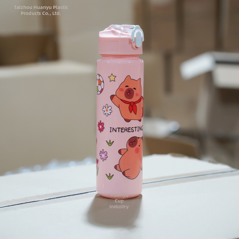 „Capibala“ vidutinio dydžio puodelis, mielas meškiuko formos šiaudelis, vandens puodelis studentams, šokinėjantis animacinių filmukų sportinis puodelis su virvele