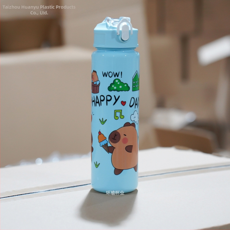 „Capibala“ vidutinio dydžio puodelis, mielas meškiuko formos šiaudelis, vandens puodelis studentams, šokinėjantis animacinių filmukų sportinis puodelis su virvele