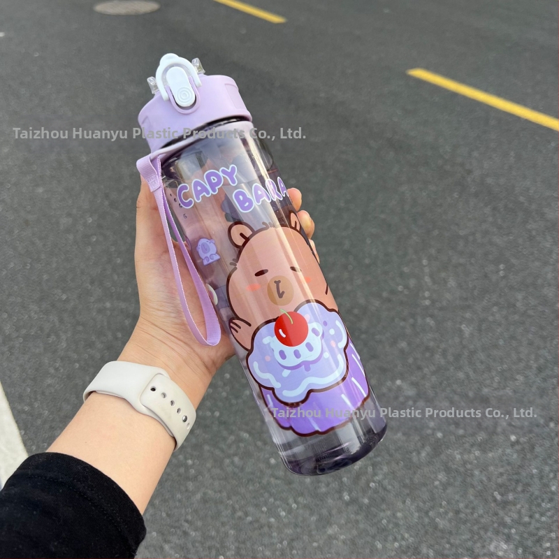 „Capibala“ vidutinio dydžio puodelis, mielas meškiuko formos šiaudelis, vandens puodelis studentams, šokinėjantis animacinių filmukų sportinis puodelis su virvele