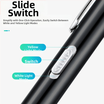 Διπλή πηγή φωτός λάμπα στυλό κόρης επαναφορτιζόμενη από ανοξείδωτο χάλυβα ιατρικής στοματικής εξέτασης LED λάμπα στυλό φακός για γιατρό νοσοκόμα