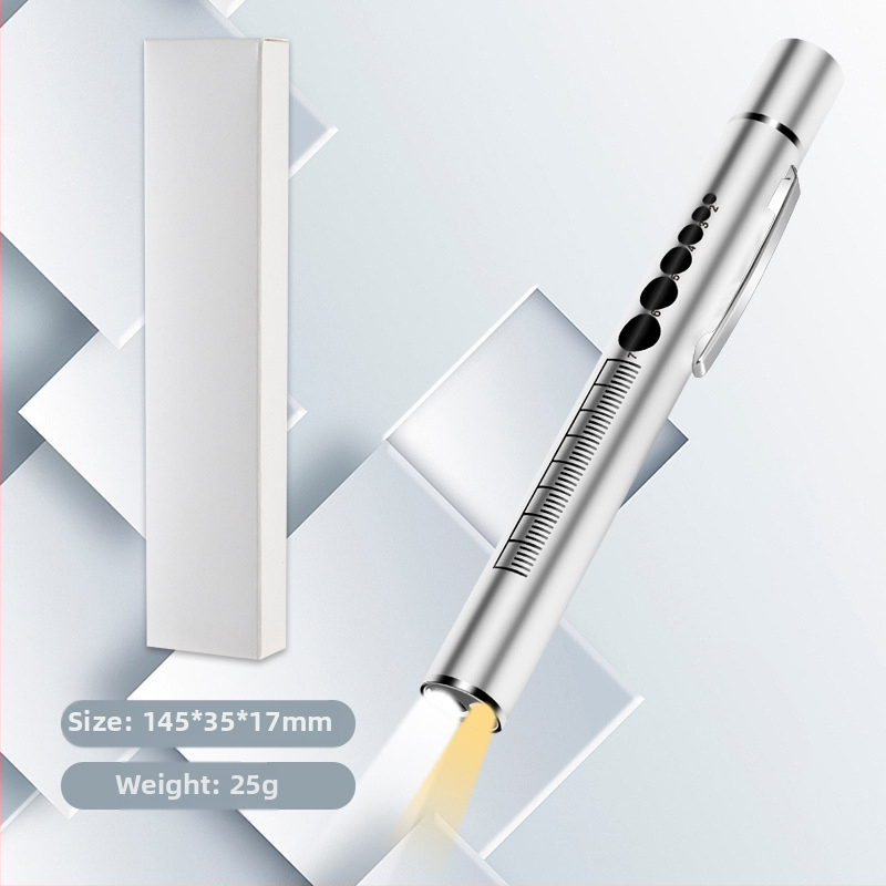 Dupla fényforrású pupillás tolllámpa újratölthető orvos ápoló rozsdamentes acél orvosi szájvizsgálat LED tolllámpa zseblámpa