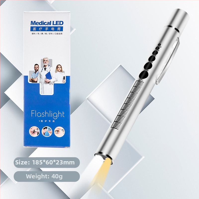 Dupla fényforrású pupillás tolllámpa újratölthető orvos ápoló rozsdamentes acél orvosi szájvizsgálat LED tolllámpa zseblámpa
