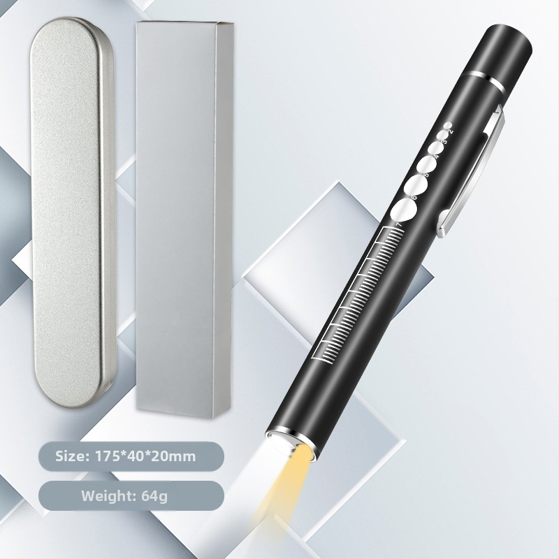 Dupla fényforrású pupillás tolllámpa újratölthető orvos ápoló rozsdamentes acél orvosi szájvizsgálat LED tolllámpa zseblámpa