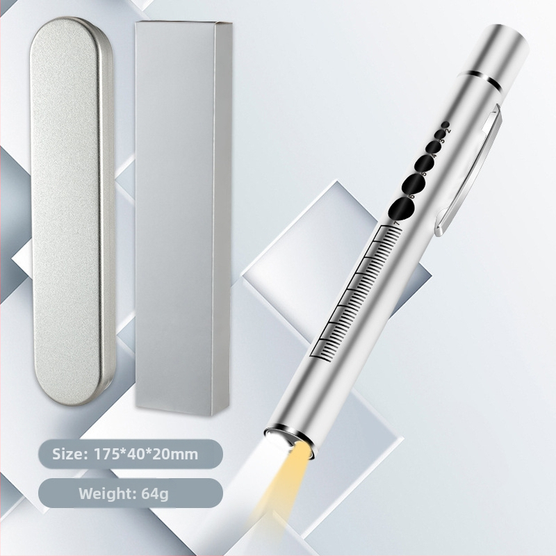 Dupla fényforrású pupillás tolllámpa újratölthető orvos ápoló rozsdamentes acél orvosi szájvizsgálat LED tolllámpa zseblámpa