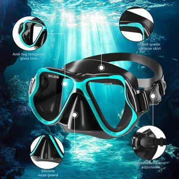 Brīvās niršanas sejas spoguļa deguna aizsardzība, ūdensizturīga un hermētiska, integrēta puse sejas, rūdīta stikla un silikona aizsargbrilles, niršanas aizsargbrilles