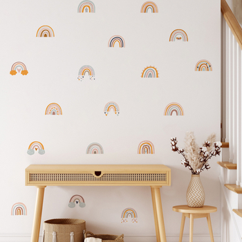 Νέα αυτοκόλλητα τοίχου AD23014 με κινούμενα σχέδια, μικρά σύννεφα αγάπης με ουράνιο τόξο, για παιδικό δωμάτιο, αυτοκόλλητα