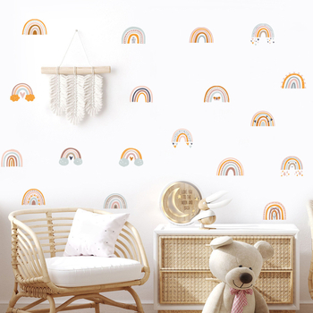 Νέα αυτοκόλλητα τοίχου AD23014 με κινούμενα σχέδια, μικρά σύννεφα αγάπης με ουράνιο τόξο, για παιδικό δωμάτιο, αυτοκόλλητα