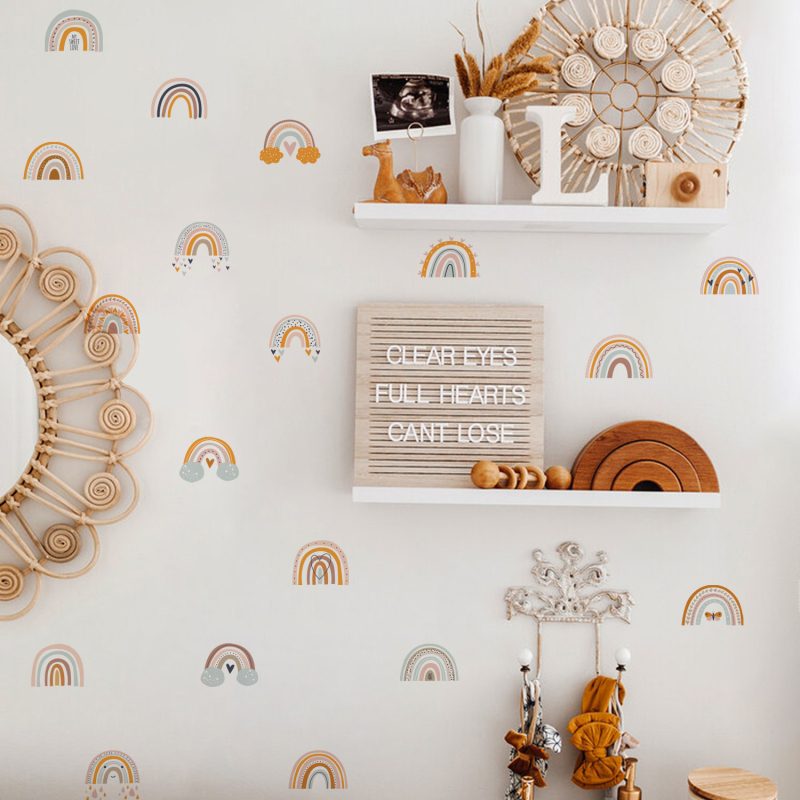 Új AD23014 rajzfilm kis szivárványos szerelmes felhők gyerekszoba óvoda faldekorációs matricák öntapadós