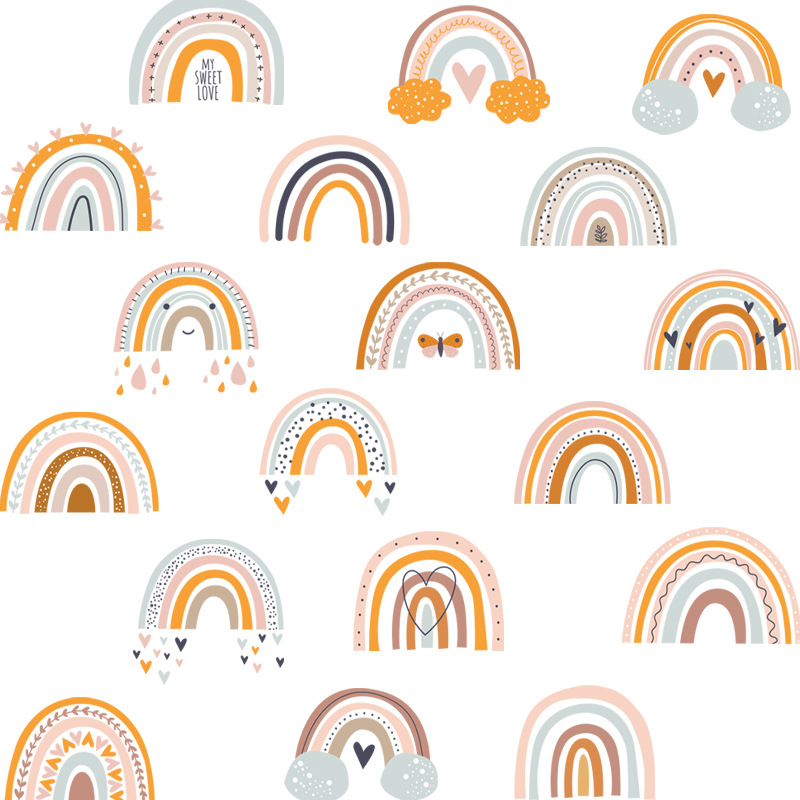 Új AD23014 rajzfilm kis szivárványos szerelmes felhők gyerekszoba óvoda faldekorációs matricák öntapadós