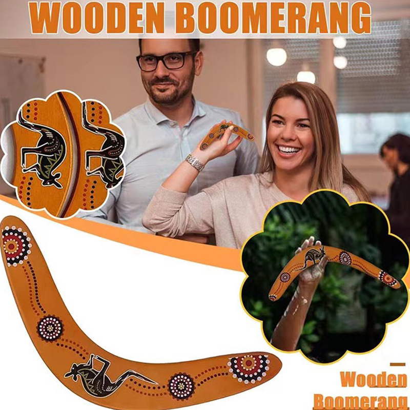 Határokon átnyúló gyerek fa kültéri bumeráng repülő csészealj V alakú bumeráng kültéri sport tömörfa bébijáték