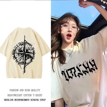 Μπλούζα 220g βαμβακερή με κοντό μανίκι για άνδρες και γυναίκες, καλοκαιρινή μόδα, αμερικανικού στιλ, ρετρό, στρογγυλή λαιμόκοψη, χαλαρή, αθλητική μπλούζα φοιτητών