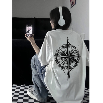 Μπλούζα 220g βαμβακερή με κοντό μανίκι για άνδρες και γυναίκες, καλοκαιρινή μόδα, αμερικανικού στιλ, ρετρό, στρογγυλή λαιμόκοψη, χαλαρή, αθλητική μπλούζα φοιτητών