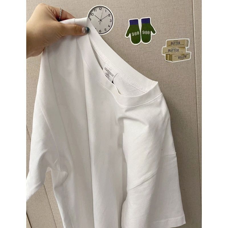 220 g-os pamut rövid ujjú férfi és női nyári divatmárka, amerikai stílusú retró kerek nyakú felső, laza, minden mérkőzésre alkalmas diákpóló