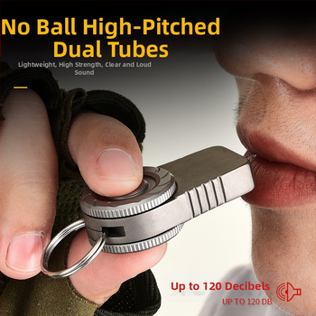 Σφυρίχτρα σωτήρια για υπαίθριες κατασκηνώσεις από κράμα τιτανίου, διπλής τρύπας, φορητή σφυρίχτρα μπρελόκ, πολυλειτουργική σφυρίχτρα αποσυμπίεσης