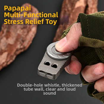 Σφυρίχτρα σωτήρια για υπαίθριες κατασκηνώσεις από κράμα τιτανίου, διπλής τρύπας, φορητή σφυρίχτρα μπρελόκ, πολυλειτουργική σφυρίχτρα αποσυμπίεσης