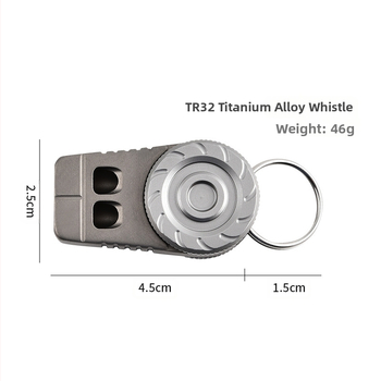 Σφυρίχτρα σωτήρια για υπαίθριες κατασκηνώσεις από κράμα τιτανίου, διπλής τρύπας, φορητή σφυρίχτρα μπρελόκ, πολυλειτουργική σφυρίχτρα αποσυμπίεσης